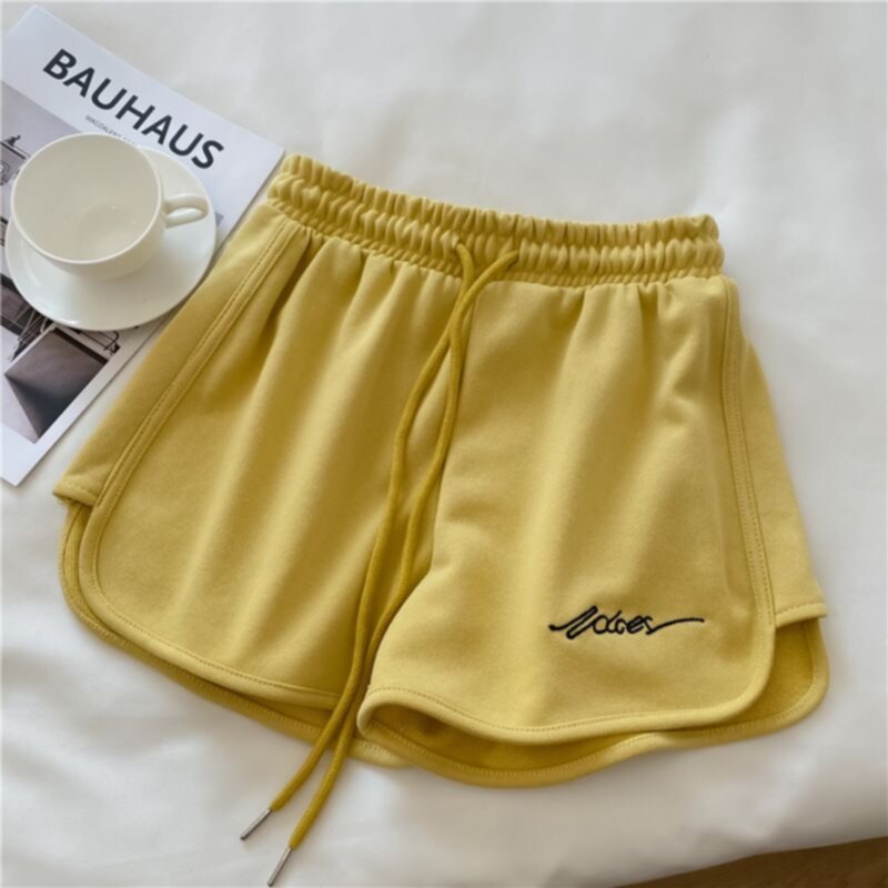 Summer Soft Embroidery Loose Sports Shorts Women Colorful Shorts